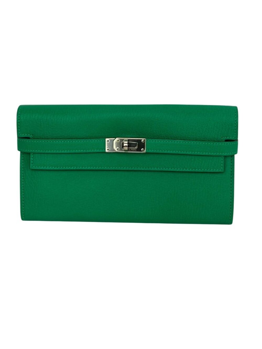 Hermes Chevre Mysore Kelly Longue Green Menthe Leather Wallet  